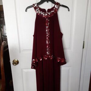 ONYX Women's Size 12 Beaded Gown Cranberry